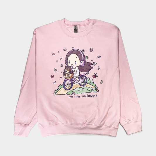 NO RAIN NO FLOWERS - Crewneck Sweatshirt (Light Pink)